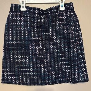 LOFT Black and Blue Tweed Pencil Skirt POCKETS